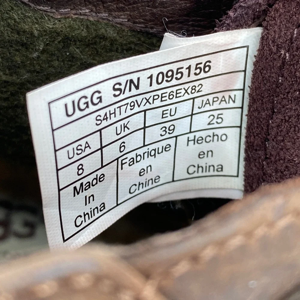 UGG Cecile Waterproof Duck Boots Womens 8 Brown Leather Suede Lace Up 1095156